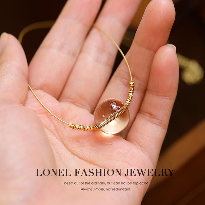 项链女款2025年新款爆款金珠戏月14mm黄水晶925银轻奢小众高级感