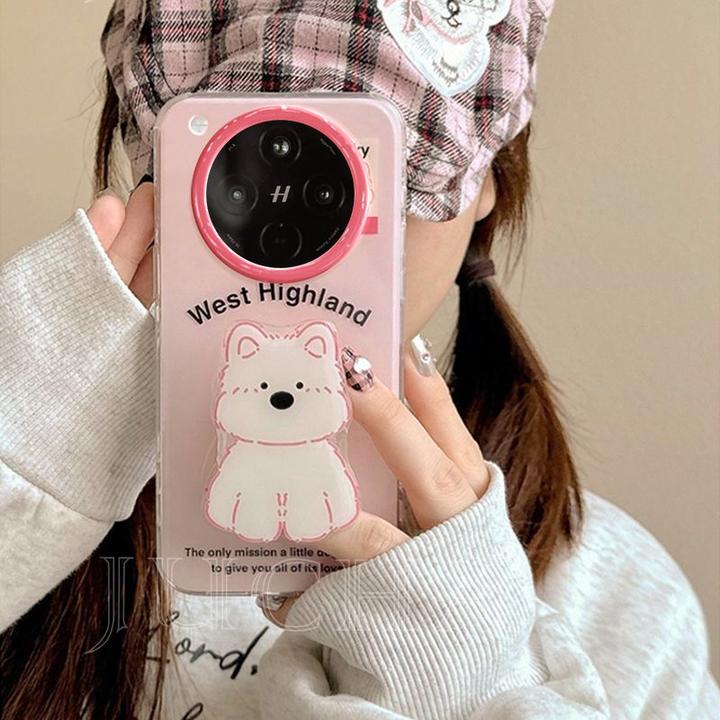 粉色西高地适用苹果16plus手机壳高端华为nova14pro小众oppofindx