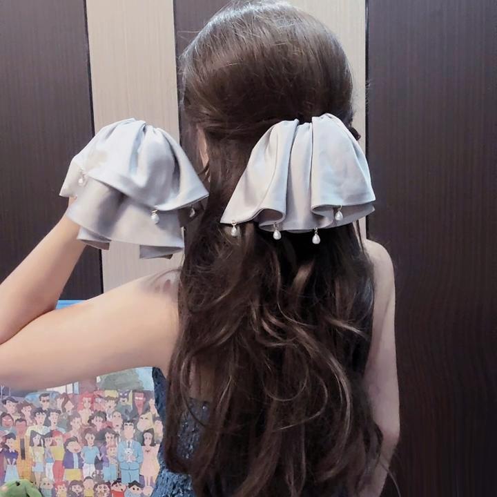 原创新款发夹裙摆发卡马尾抓夹缎面百搭优雅时尚气质头饰蝴蝶结女