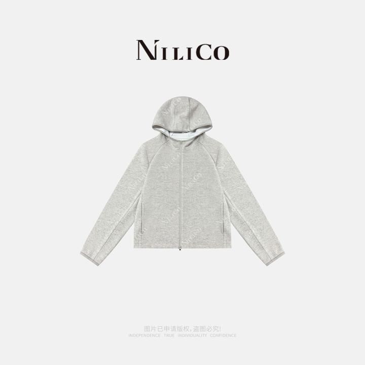 NILICO【心灵知己】极简休闲通勤百搭加绒双开拉链卫衣外套