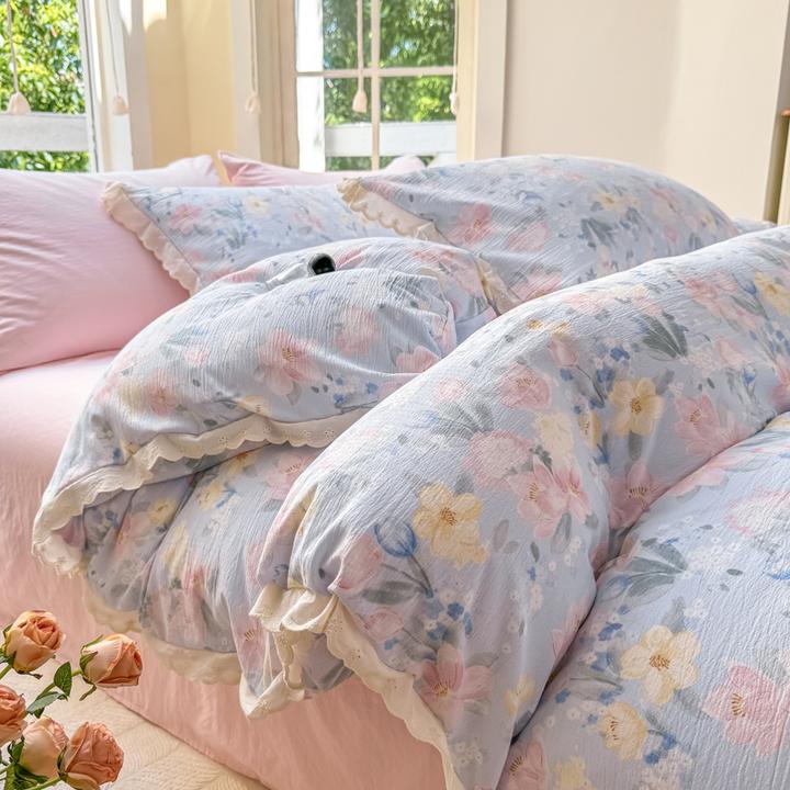 小清新全棉四件套100纯棉学生宿舍床上三件套四季通用床笠四件套