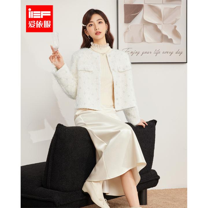 IEF/爱依服2025冬季新款法式轻奢名媛通勤风设计感百搭小香风外套
