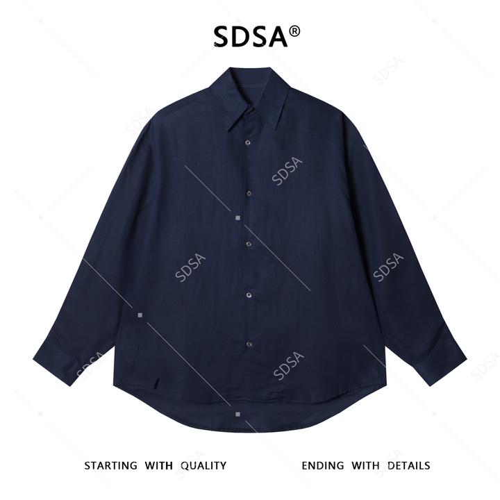 SDSA男士秋冬新款痞帅男装亲肤纯色翻领长袖衬衫宽松百搭衬衣时尚