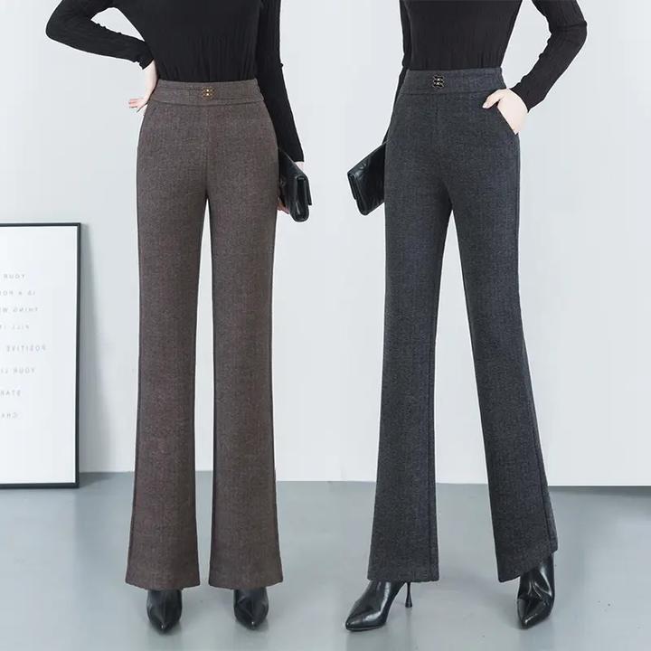 毛呢微喇裤女秋季2025新款高腰羊毛显瘦垂感直筒喇叭裤休闲百搭