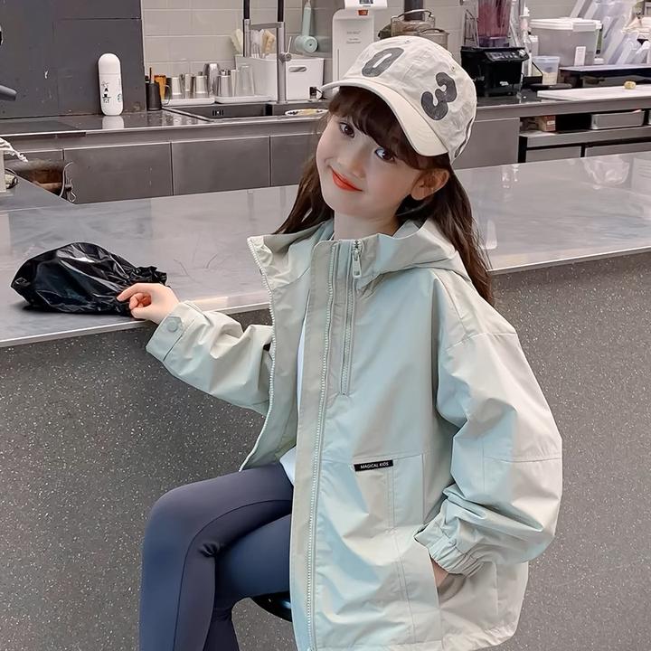 女童春款外套连帽冲锋衣款2025新款儿童春装潮酷洋气童装女孩上衣