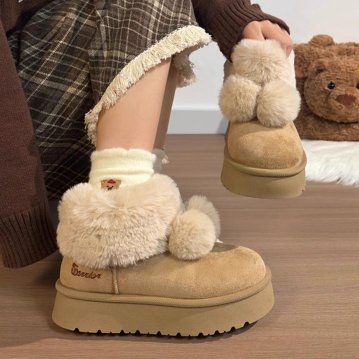 回力毛球雪地靴冬新款厚底大棉鞋少女心雪地靴女款爆款2025新款