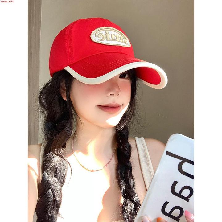 红色字母刺绣棒球帽韩版百搭加大版帽子女2025新款爆款洋气