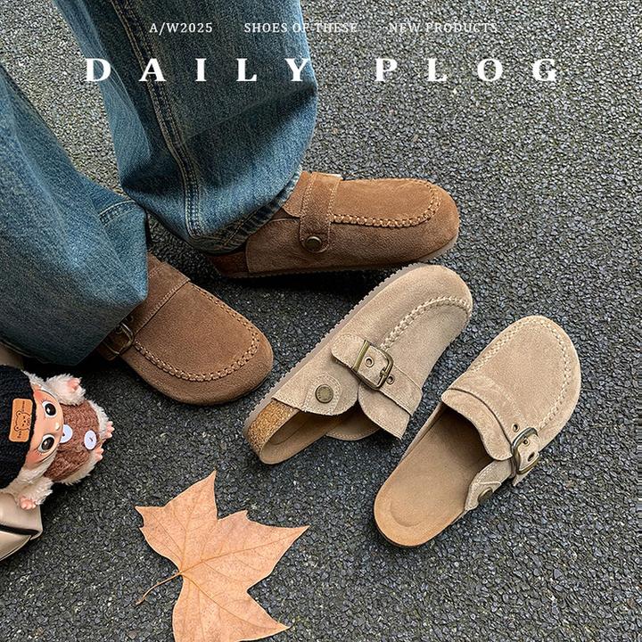 勃肯拖鞋女款外穿皮带扣真皮秋季软底踩屎感小个子轻奢高级感一脚