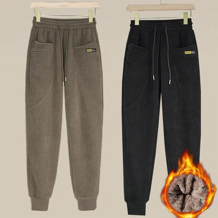 加绒加厚宽松卫裤哈伦裤加厚卫裤女遮肉保暖冬季加厚加绒保暖裤子