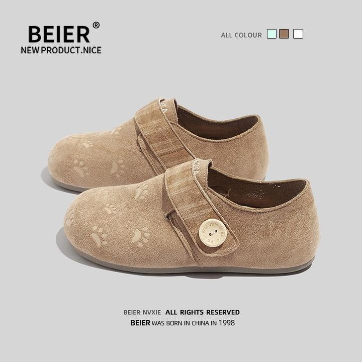 BEIER时尚爪爪印花一脚蹬勃肯鞋2026春季新款百搭不撞款女鞋7535