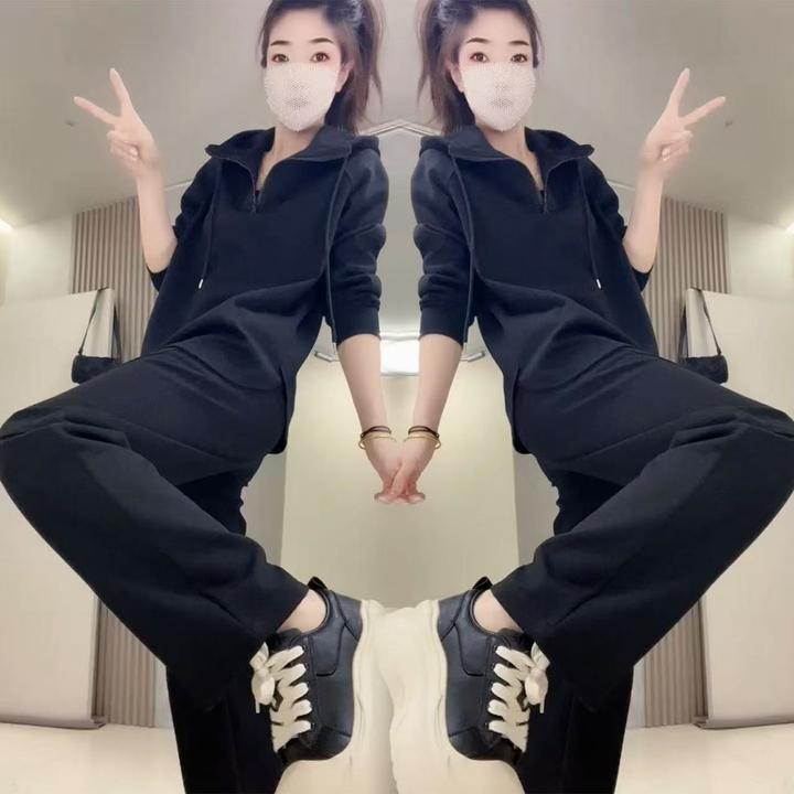 2025秋季新款女运动套装连帽卫衣+阔腿裤两件套时尚洋气休闲百搭