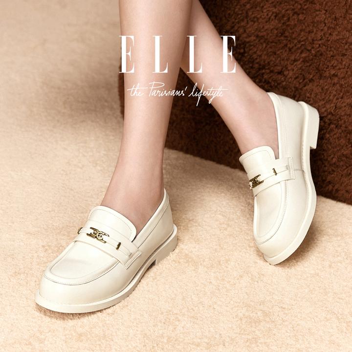 ELLE复古经典百搭摩登乐福鞋极简风女士休闲单鞋久站不累脚妈妈鞋