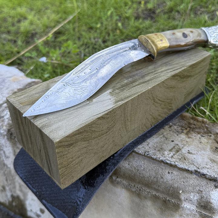 天然黄砂岩粗砂下铁型刀具开锋定刃家用户外打磨石老式深山磨刀石