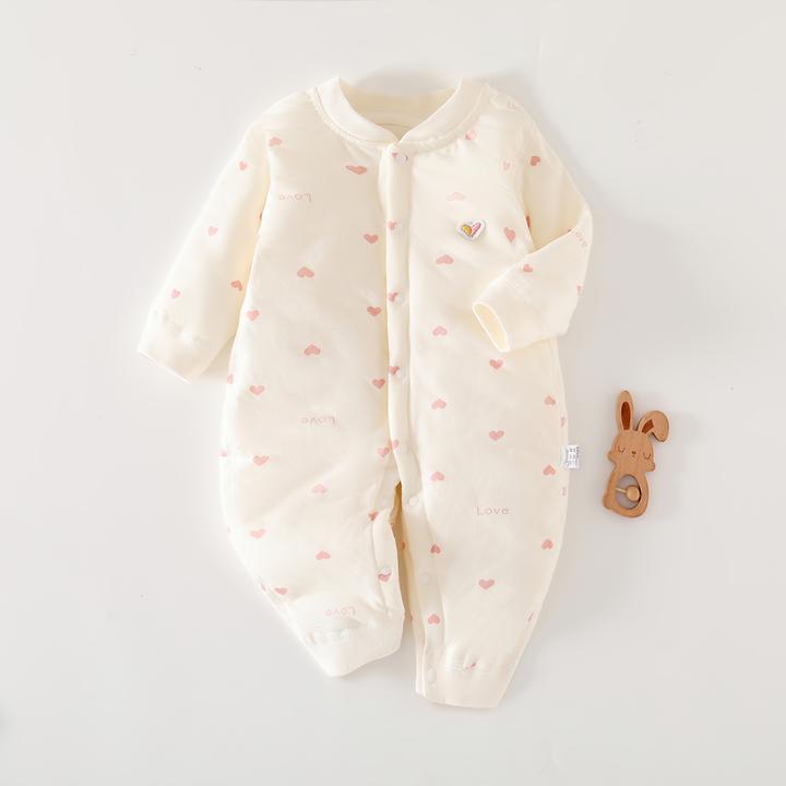 【高档】秋冬婴儿连体棉袄夹棉中厚新生儿棉衣宝宝睡袋春季薄棉服