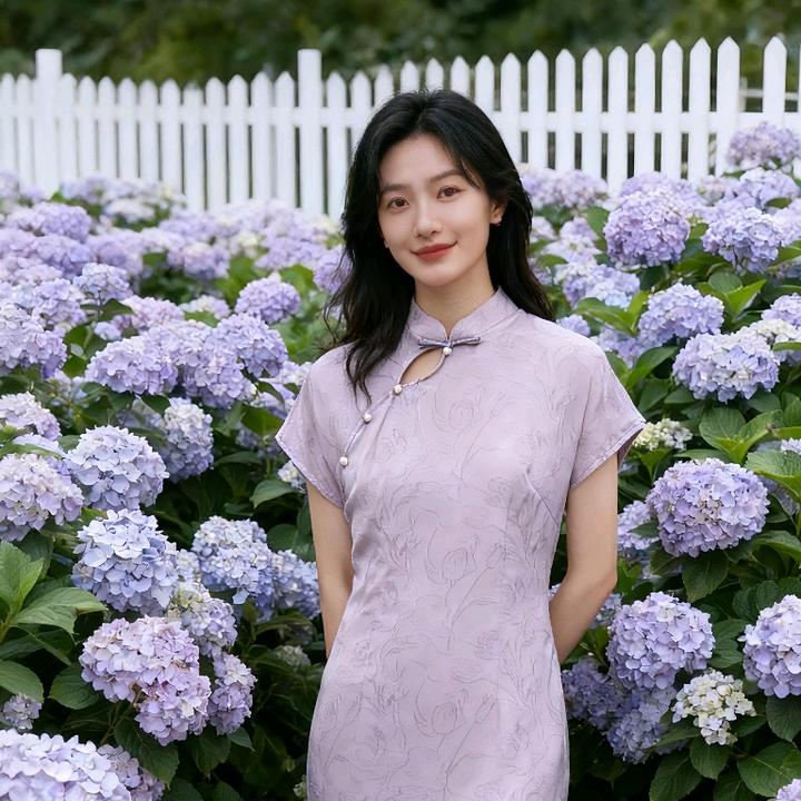 紫色复古提花无袖时尚新中式风刺绣日常低开衩旗袍