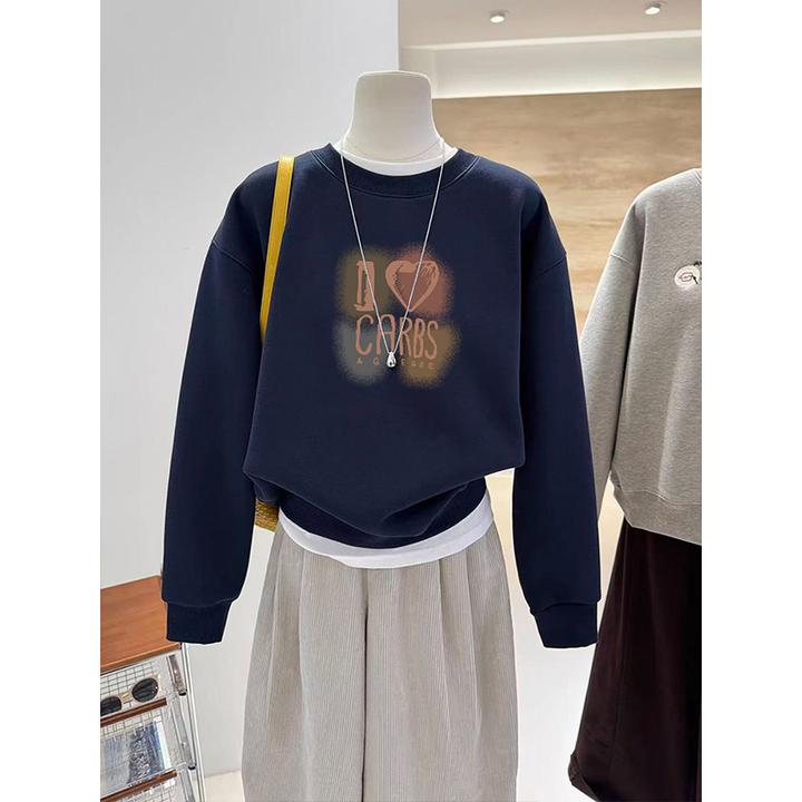 2025新款圆领卫衣女宽松休闲时尚百搭洋气外套上衣加绒加厚秋冬季