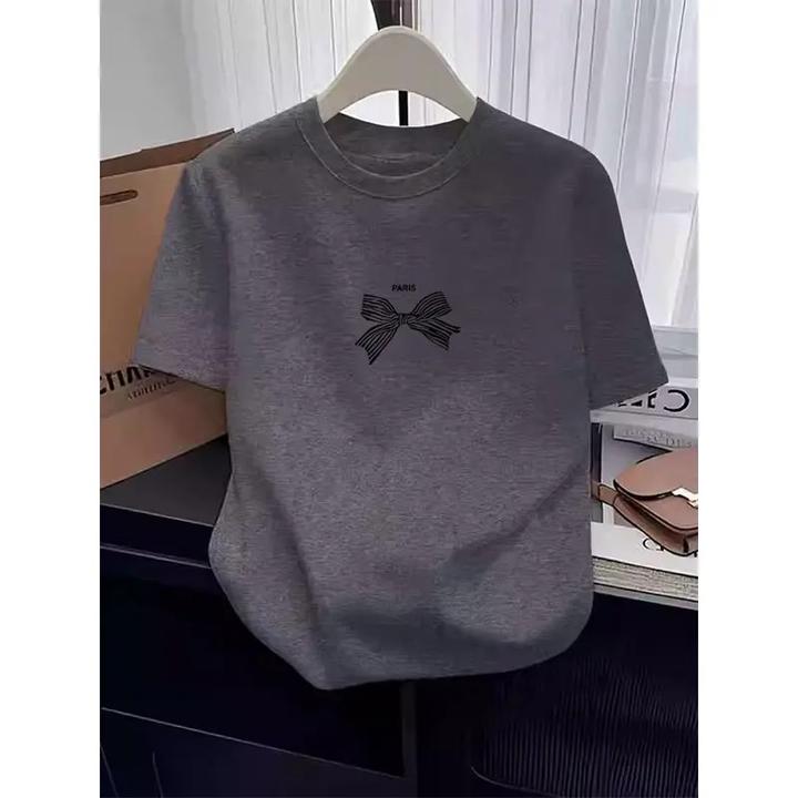 正肩磨毛新款短袖上衣女装2025春秋季新款休闲百搭加厚内搭打底衫