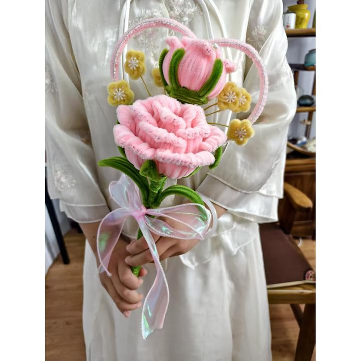 手工编织渐变扭扭棒玫瑰花束手捧花情人情侣礼物教师节扭扭棒花束