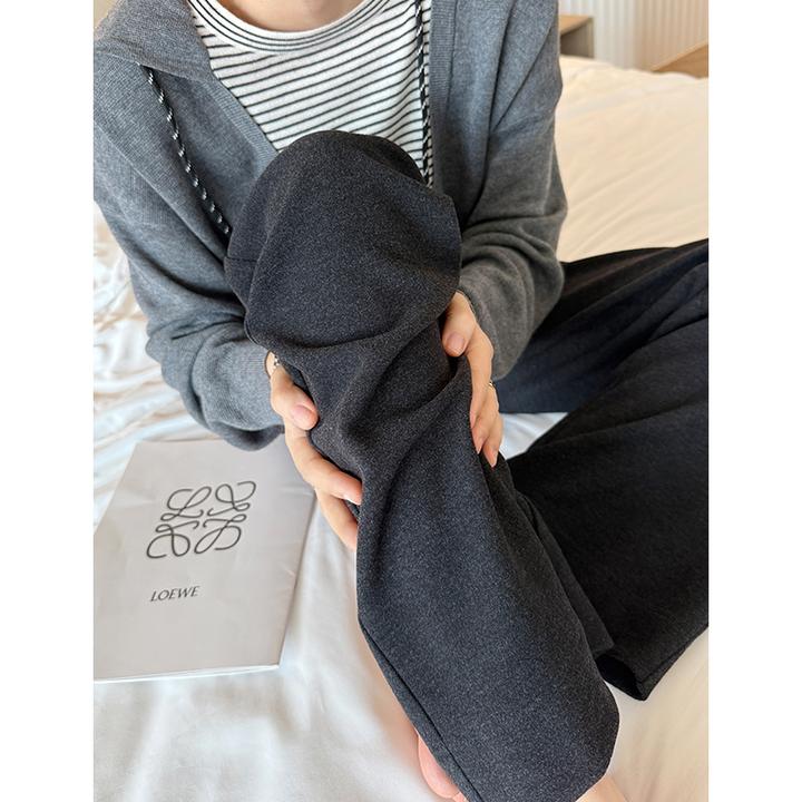 弹力面膜阔腿裤女春秋高腰松弛垂坠感遛弯裤绵羊毛窄版软糯糯米裤