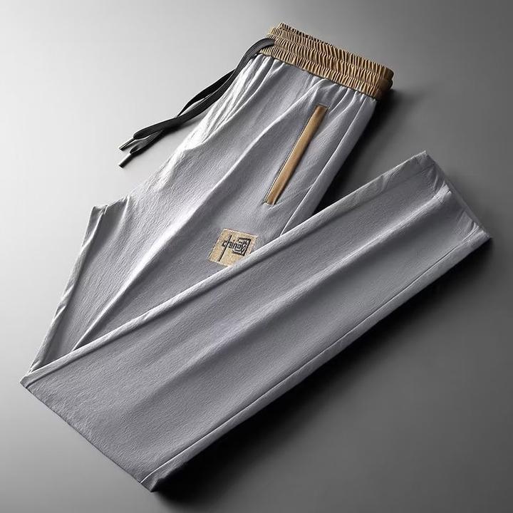 裤子穿轻薄直筒男士冰丝休闲裤干活速干的中国风宽松大码夏季运动