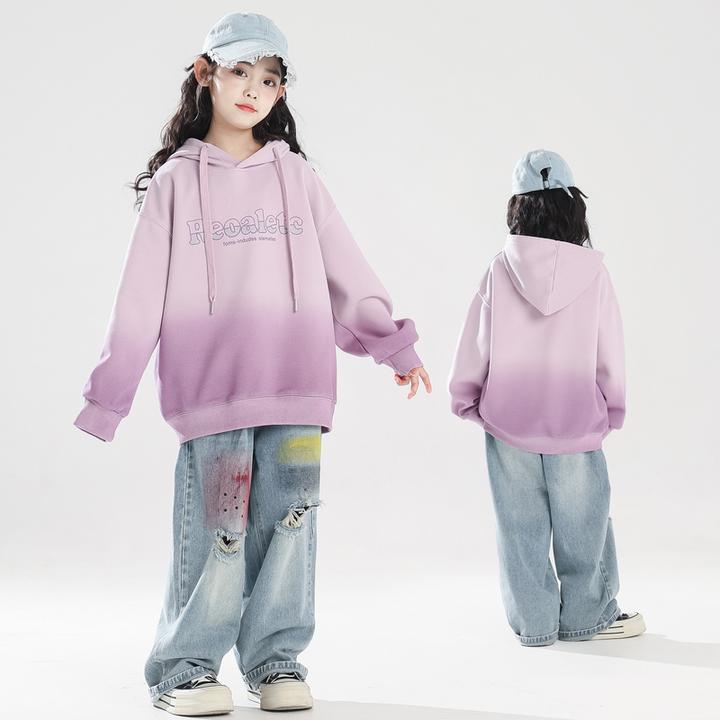 女童卫衣25年秋新款中大儿童甜美可爱上衣连帽百搭休闲套头衫