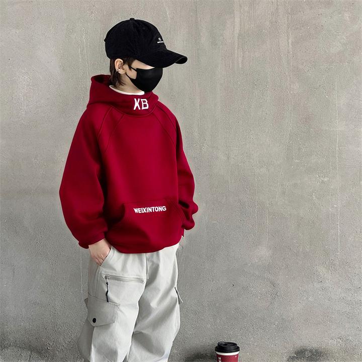 儿童装男童冬季一体加绒卫衣2025新款中大童秋冬款加厚男孩上衣潮