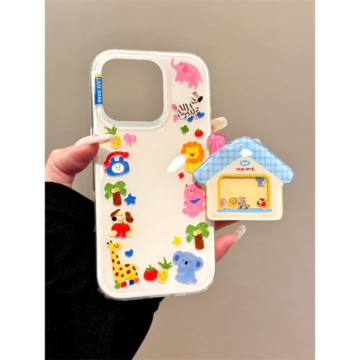 适用苹果iphone16promax摇摇乐房子15pro韩风14支架13ins风手机壳