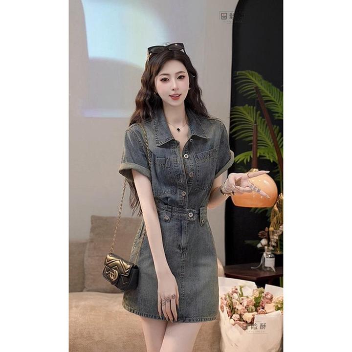 【遥远的岛】夏季新款韩版港风复古显瘦连衣裙女