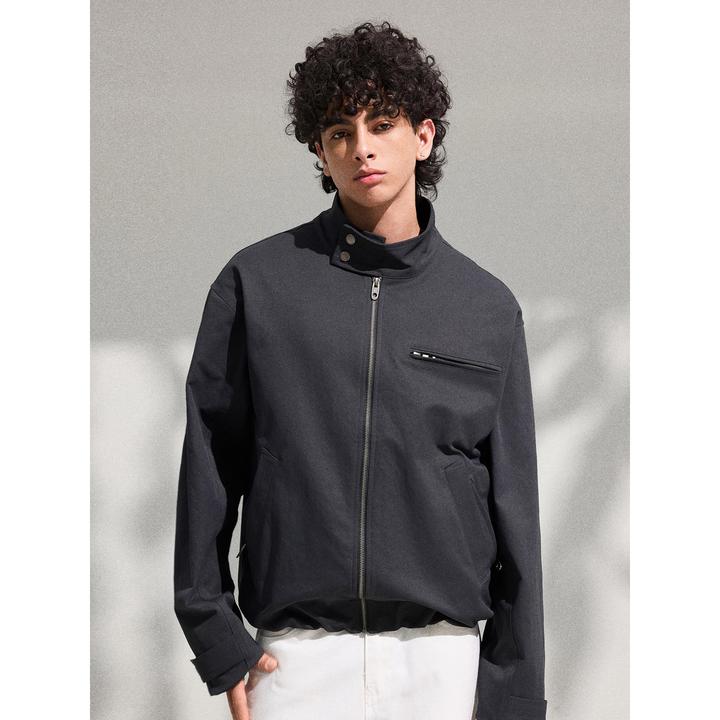 GTRG美式高街蓝灰色拉链多口袋冲锋衣弹力梭织布vibe百搭款夹克