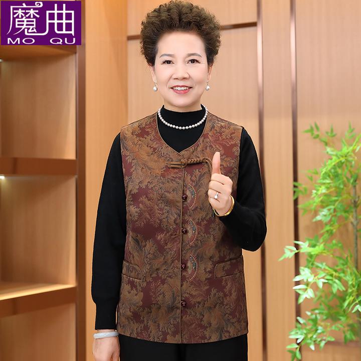 中老年人女春秋外穿马甲奶奶坎肩妈妈马夹老人宽松背心新款搭配