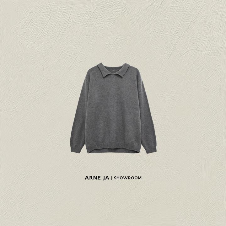 ARNE JA｜“织物之美”100%全羊毛手工卷边polo领毛衣W9932505