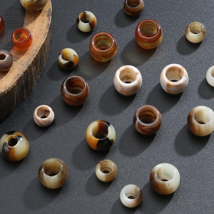 亚克力树脂花纹渐变串珠diy材料圆形大小孔珠扣泳衣抽绳装饰扣子