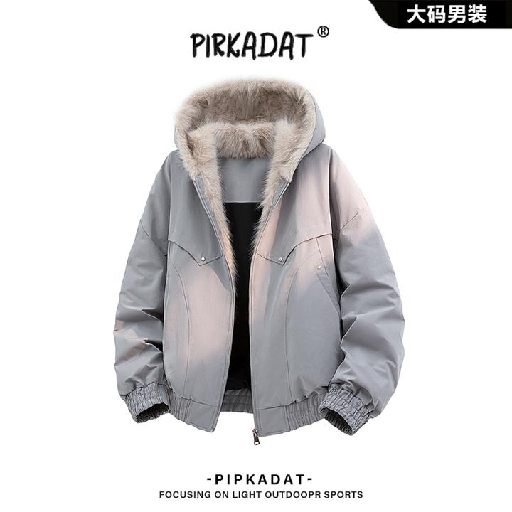 Pirkadat冬季美式座山雕棉衣新款纯色保暖棉服休闲宽松男士外套