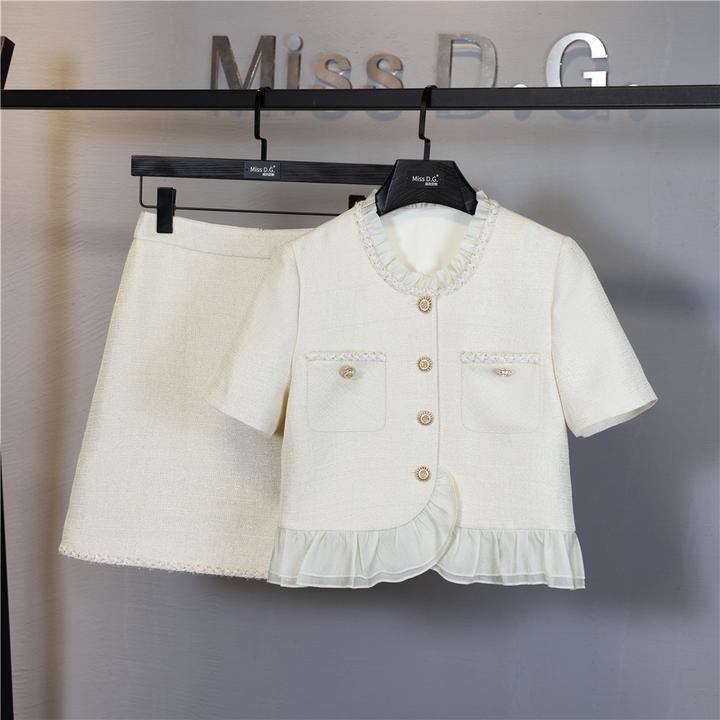 MissD.G. 【轻薄透气】夏季短袖2025年修身显瘦小香风半身裙套装B07