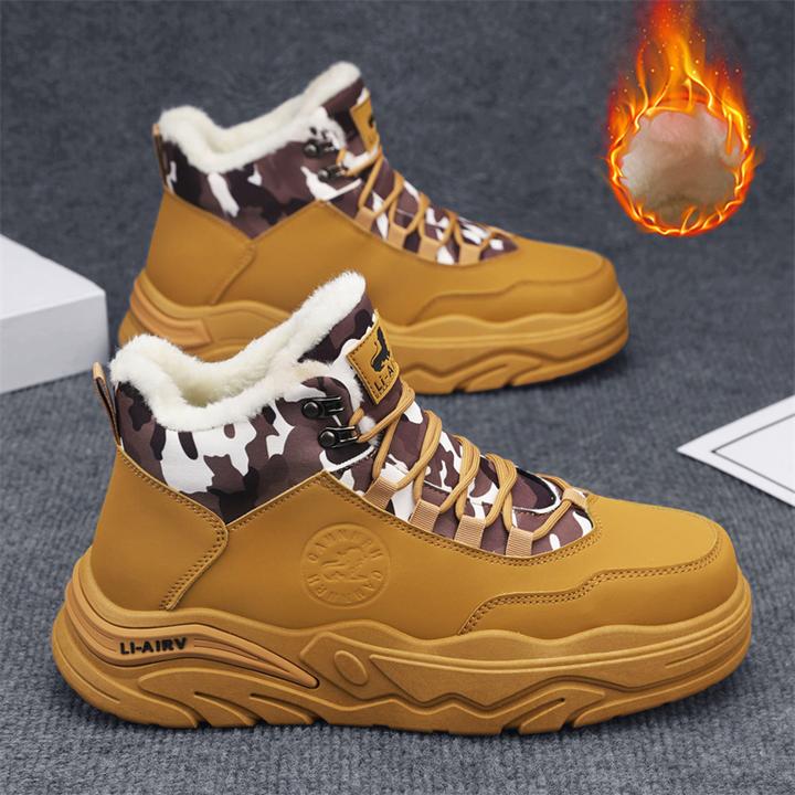雪地靴男冬季加绒加厚保暖防寒棉鞋男士休闲百搭高帮工装马丁棉靴