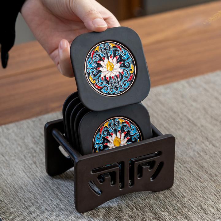 电木珐琅彩茶垫杯垫茶杯垫茶道功夫茶杯托茶托创意茶具零配件