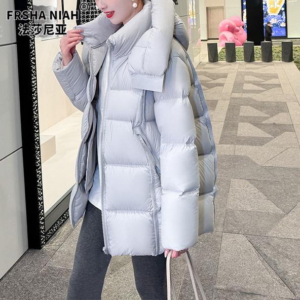 法莎尼亚白鹅绒2025年冬新款连帽宽松云朵泡芙羽绒服女中长款显瘦