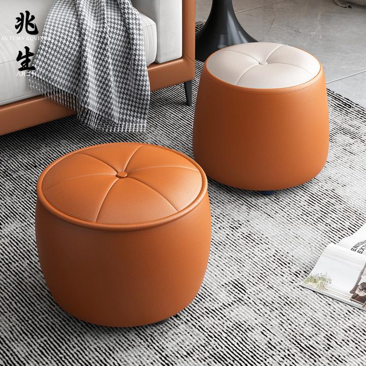 创意圆凳家用凳子茶板凳换鞋凳客厅沙发凳软包坐墩实木小矮凳皮凳