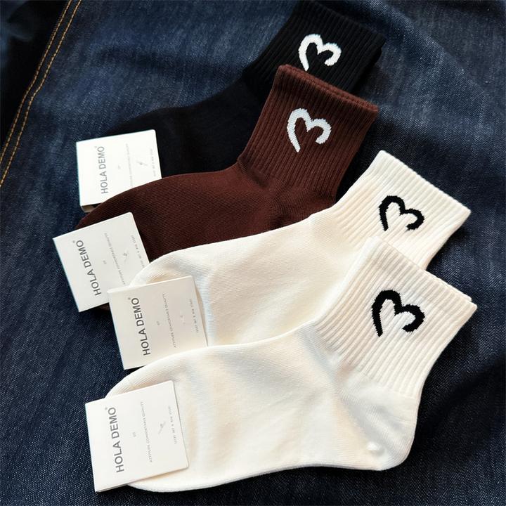 吉良先生 爱心女袜潮ins女生短袜纯棉春秋薄款百搭棉袜女士中筒袜