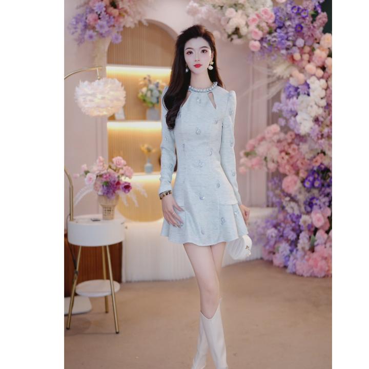 2025秋季新款女装时尚气质修身显瘦轻奢名媛长袖法式连衣裙25067