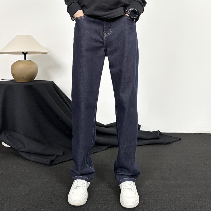 秋冬原色牛仔裤百搭休闲宽松直筒窄版牛仔裤弹力柔软舒适男装