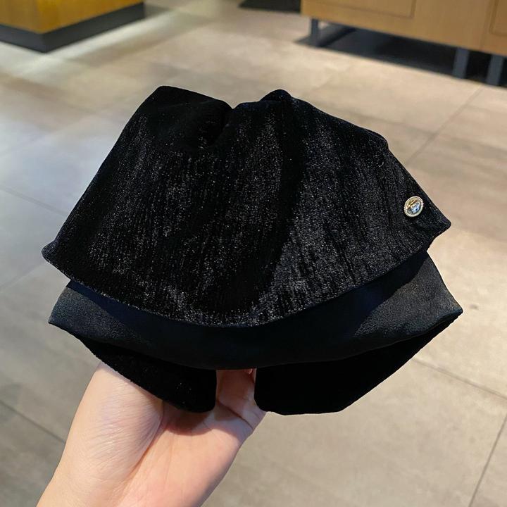 法式黑色丝绒裙摆抓夹女后脑勺高级感低调奢华精致马尾抓半扎发饰