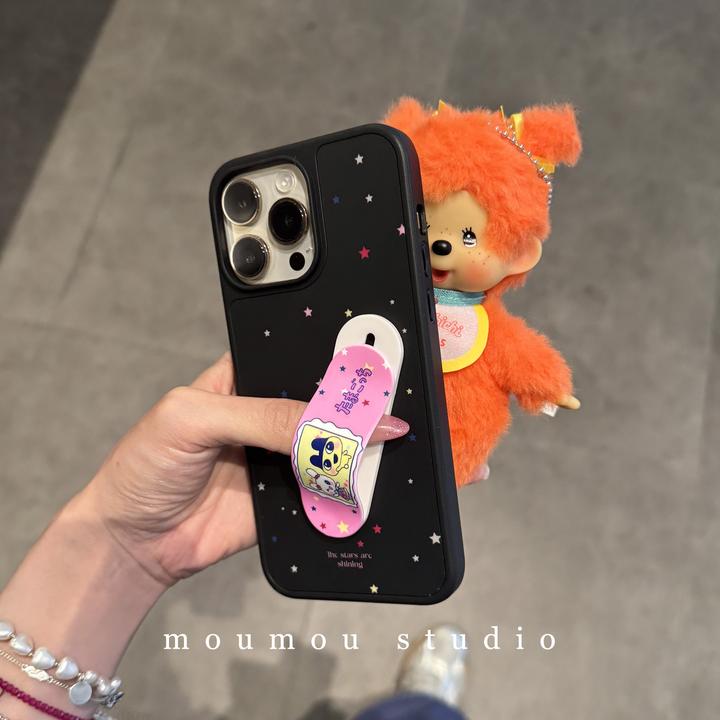 简约黑底彩色星星适用苹果16手机壳iphone15promax/14/13/12/11