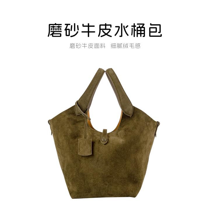 和与｜菜篮子水桶包 磨砂时尚单肩包做旧简约风手提包3991