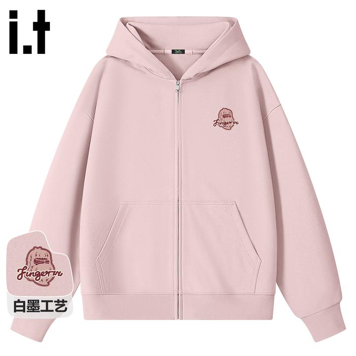it FINGERCROXX情侣连帽卫衣秋季韩系休闲开衫上衣潮牌多巴胺外套
