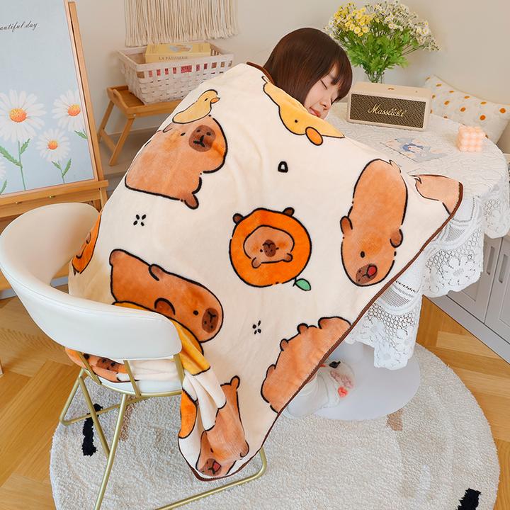 可爱卡皮巴拉毯子办公室空调毯学生午睡毛毯沙发盖毯儿童夏凉被