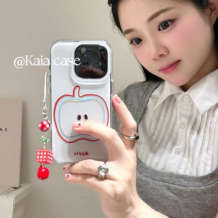 线条红苹果适用16Promax手机壳13保护套手机壳15大孔14韩系12少女