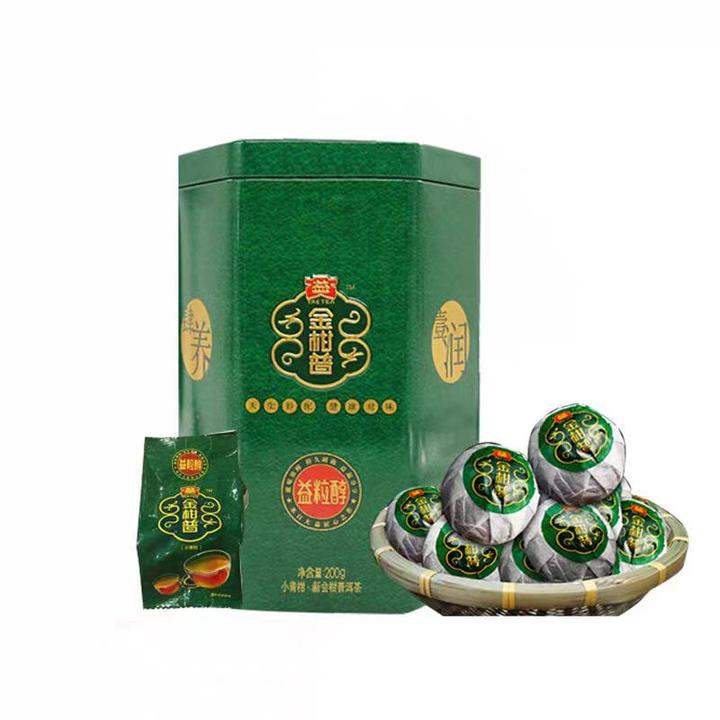 大益小青柑普洱茶熟茶益粒醇 新会陈皮金柑普200g/罐 勐海茶厂