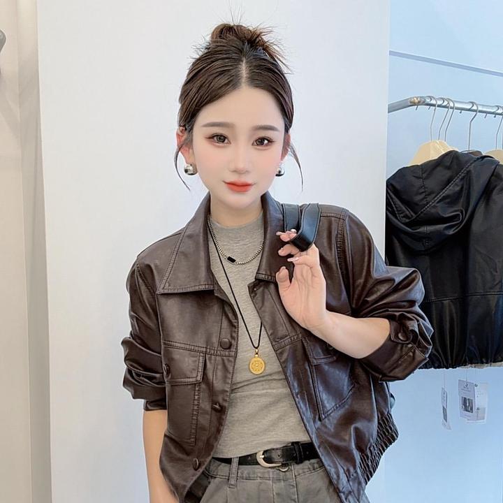 【宋轶同款】皮衣外套女海宁油蜡皮植鞣皮夹克高雅轻奢秋季新款上衣