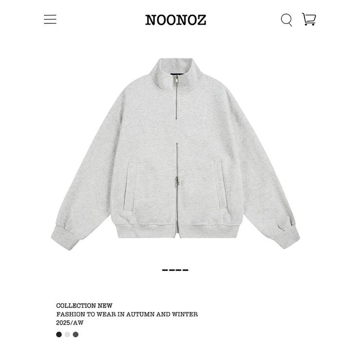 NOONOZ潮牌双开拉链立领卫衣男女秋季飞行设计感重磅情侣外套